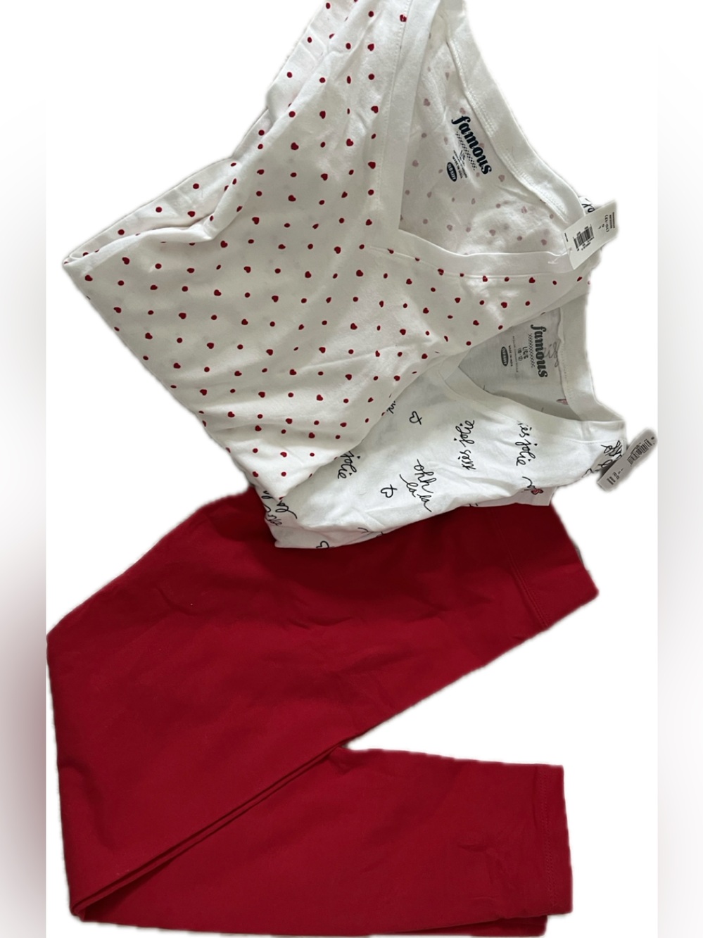 Old Navy | Matching Set of 3- Long Sleeve Heart Print Tops & Red Leggings Size L